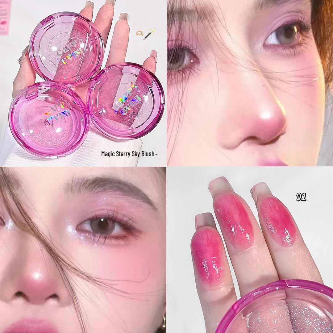 Cappuvini Dream Purple Звездное небо Меняющий цвет Натуральный Желейный Румяна для Контуринга и Вечернего Макияжа