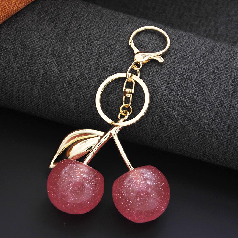 Decorative pendant Cherry Keychain for Bag Women Girls Key Chains Cute Car keyrings for leather handbags Gifts Jewelry Fashion