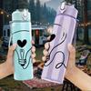 1PC Light Bulb Love Wire Graphic,750ml Color Plastic Sports Water Bottle,Leakproof Flip Straw Lid,Suitable for Sports Office Home Use