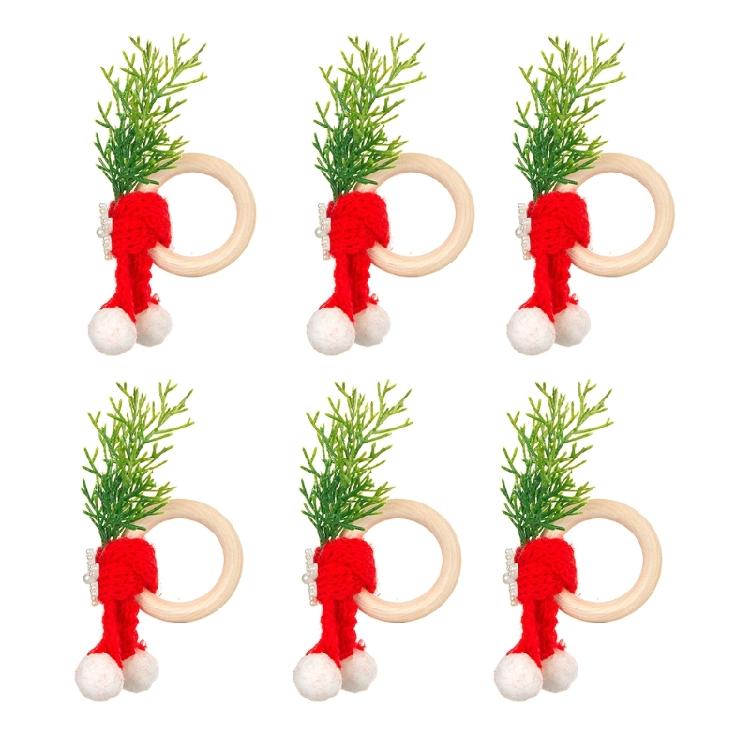 6pcs Christmas Napkin Rings Decoration Napkin Holder for Dining Table Enhancement Elegant Serviette Buckles Accessory
