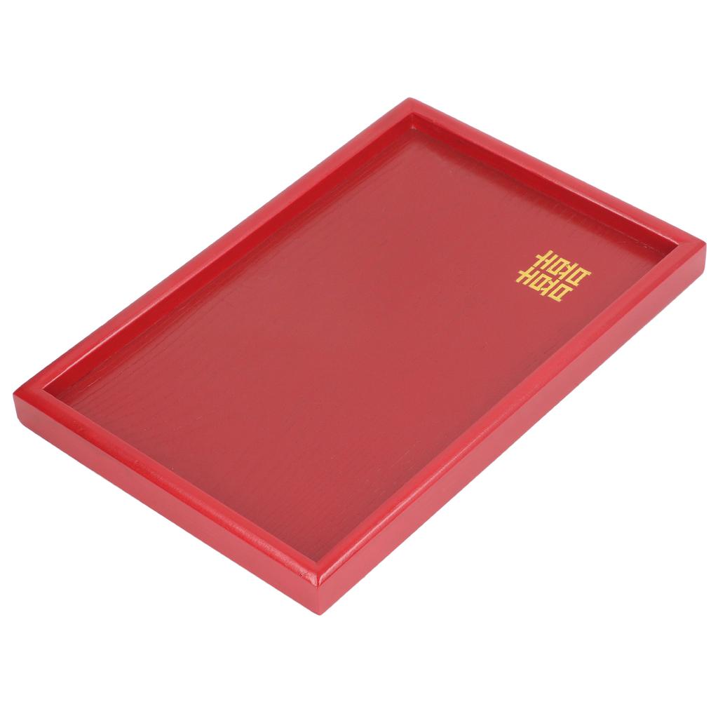 Wood Serving Tray Decorative Serving Platter Snack Fruit Plate for Living Room Coffee Table Kitchen CounterTop Red