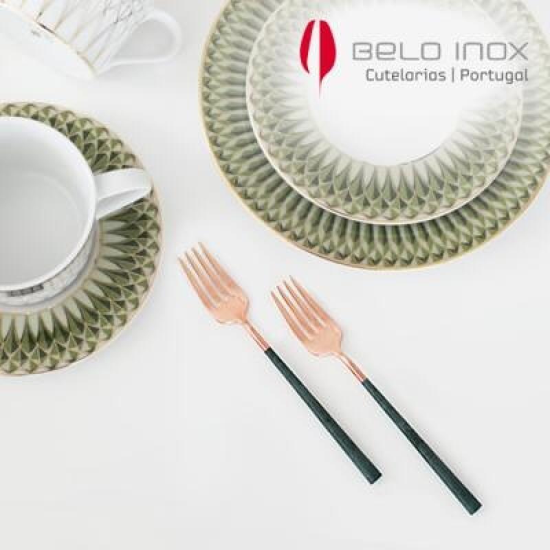 [belo inox] Neo Emerald Rose Gold Cake Fork 4P Set