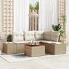 VidaXL 5-Piece Garden Sofa Set with Beige Poly Rattan and Acacia Cushions 3347953