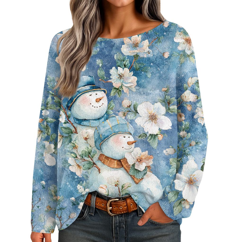 Womens  Fall Sweaters Long Sleeve Print Tops Pullover Sweaters Loose Dressy Casual Basic Clothes