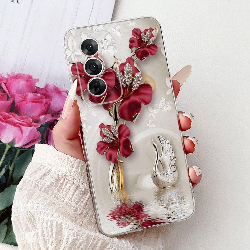 For Cover Oppo Reno12 Pro CPH2629 / Reno 12 5G CPH2625 Phone Case Colorful Flower Butterfly Lxuru Women Fashion Soft Siliocne