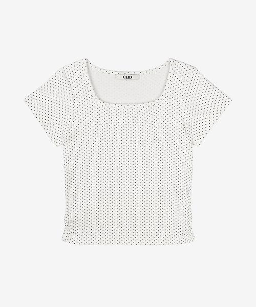 Seideu [W] Mini Dot Frill Lounge Short Sleeve T-Shirt