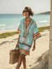 2026 summer European and American new loose printing V-neck women's casual vacation dress