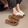 Retro Fashion Bag Head Half Slippers Women's Outer Wear 2025 Spring New Muffin Platform Comfortable Versatile Lazy Beach Shoes