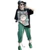 Plus Size Summer Women's T-shirt Cartoon Girl Pattern Printed Short Sleeve Tops