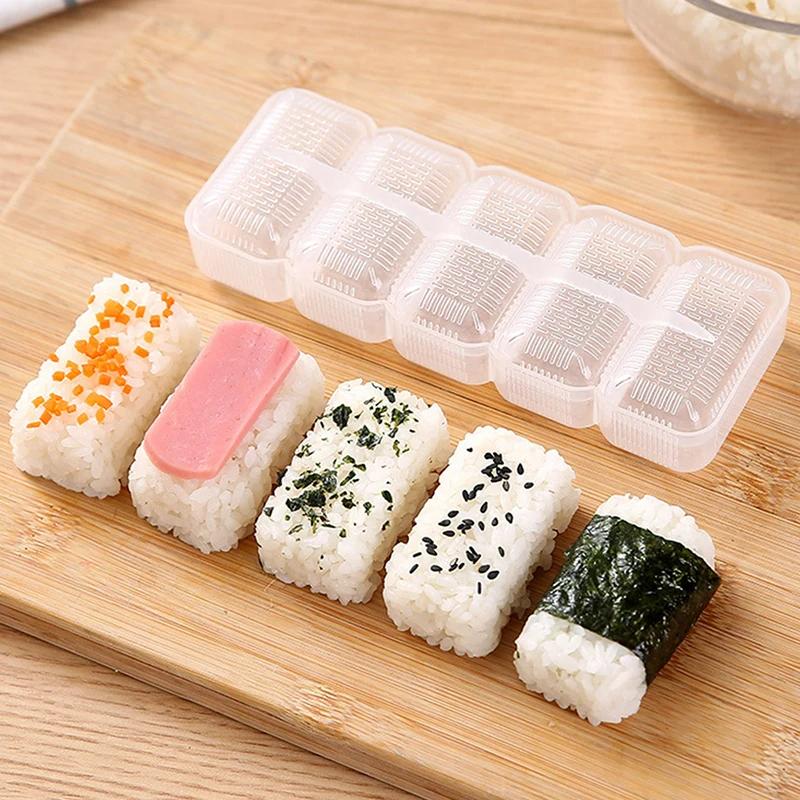 5/1 Gitter Reisbällchenform Mini Quadrat Sushi Set Antihaft-Druck Aufbewahrungsbox Lunch-Tool DIY Home Küche Klar Onigiri Formen