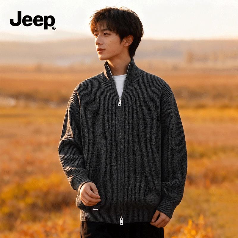 JEEP Men s Stand-Collar Double-Zipper Cardigan Sweater XL