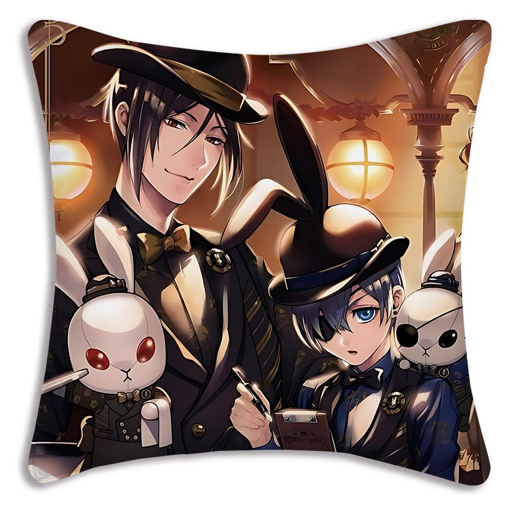 Anime Manga Black Butler Pillow Covers Cartoon Sofa Decorative Home Double-Sided Printing Short Plush Cute Cushion Cover