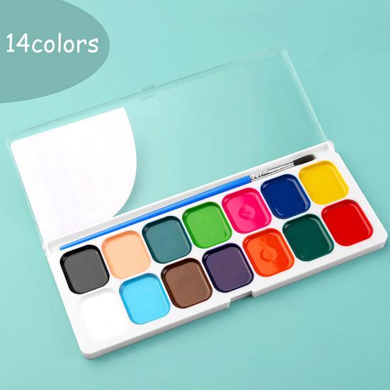 Boxed Watercolor Paint Set Water Soluble Pigments Set with Brush Portable Watercolor Palette