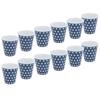 12Pcs Milk Cup AntiScalding Melamine BlueDots Pattern Drinkware Kit for Home Restaurant