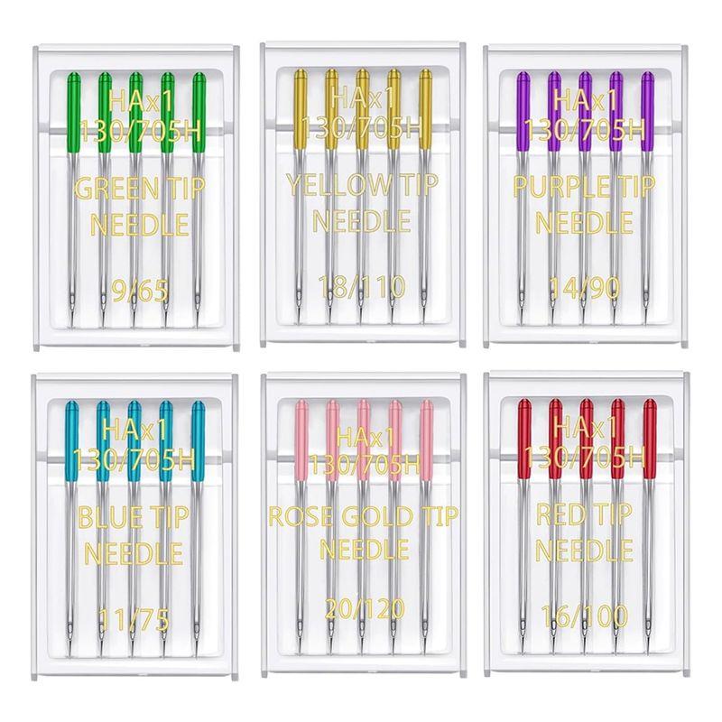 Feb.6 Sizes Universal Sewing Machine Needles Regular Point Flat Shank Needle Compatible With For Singer Brother,Janome