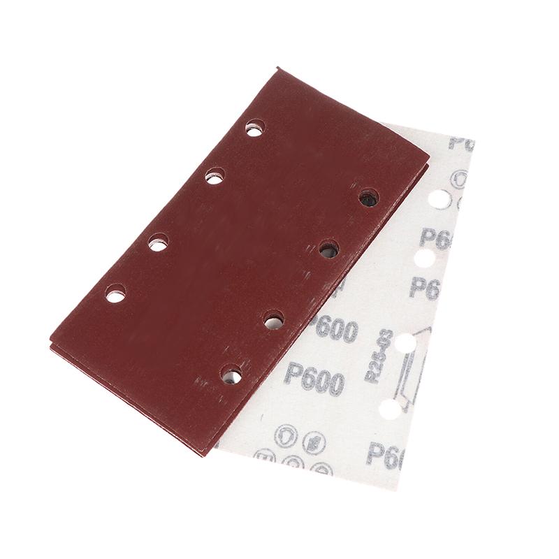10pcs 8-Hole Rectangular Premium Flocked Sandpaper Sheets Self-Adhesive 185X93mm - Assorted Grits For Air Grinders