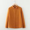 Cardigan da donna a maniche lunghe con colletto a punta autunnale primaverile, colore unito, filato a doppio strato, camicia base, camicette e camicie