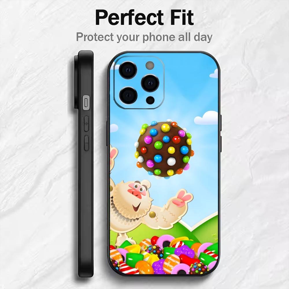 CCS Game C-Candy C-Crush Parinting Phone Case For iPhone17,16,15,14,13,12 Plus,Max Soft Silicone Black Cover