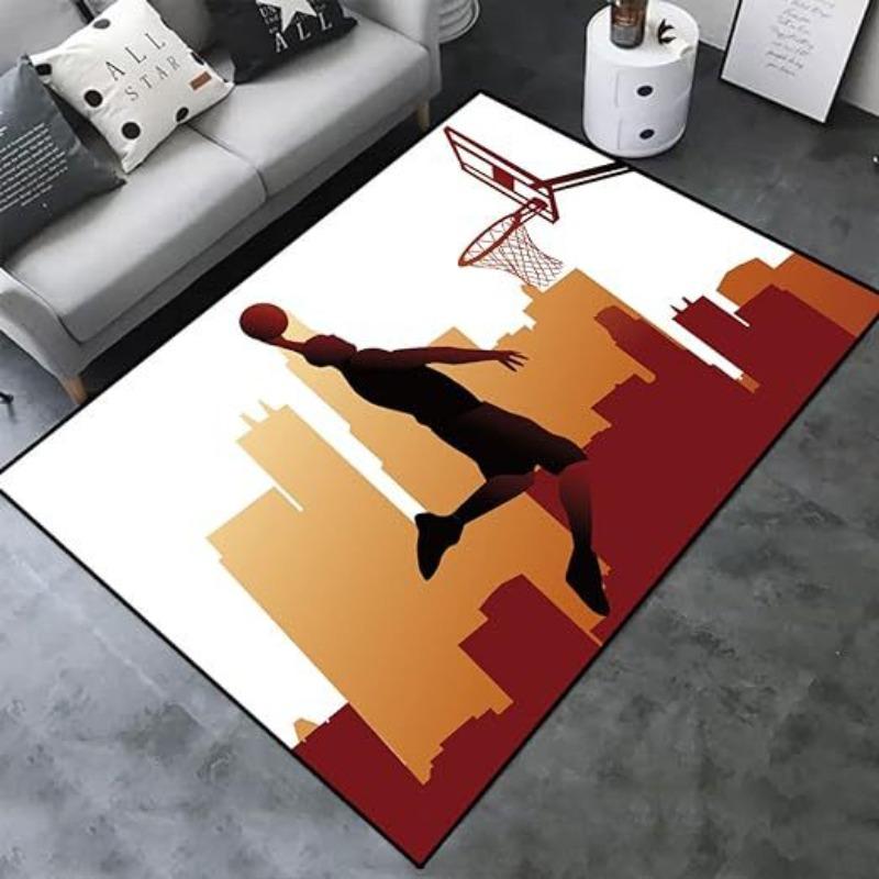 Athletic Sports Rugs Multi Sport Design Football Basketball Baseball Pattern for Game Room Home Decor