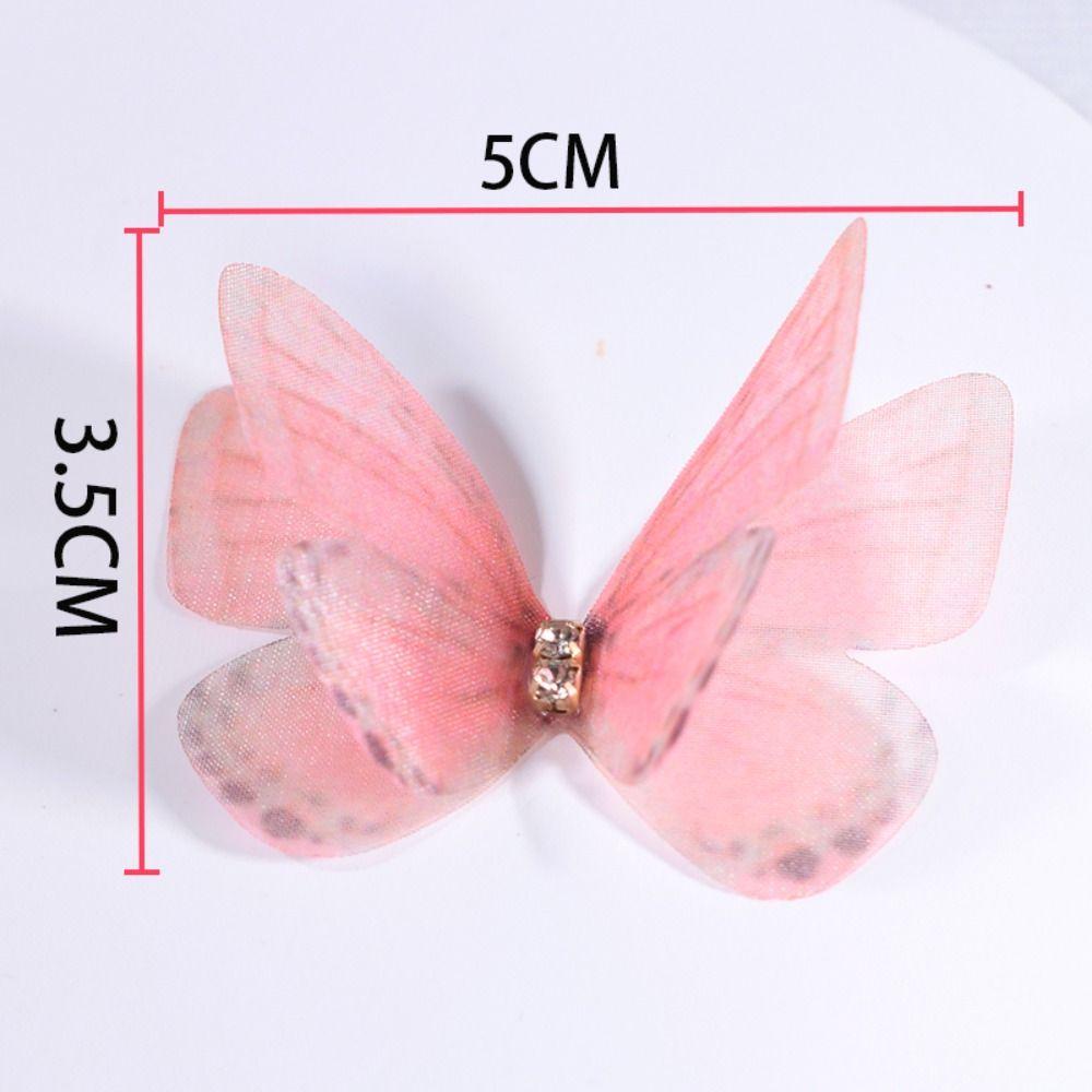 50Pcs 3D Organza Fabric Butterfly Appliques Clothes Sewing Patch  Bridal Hair Accessories