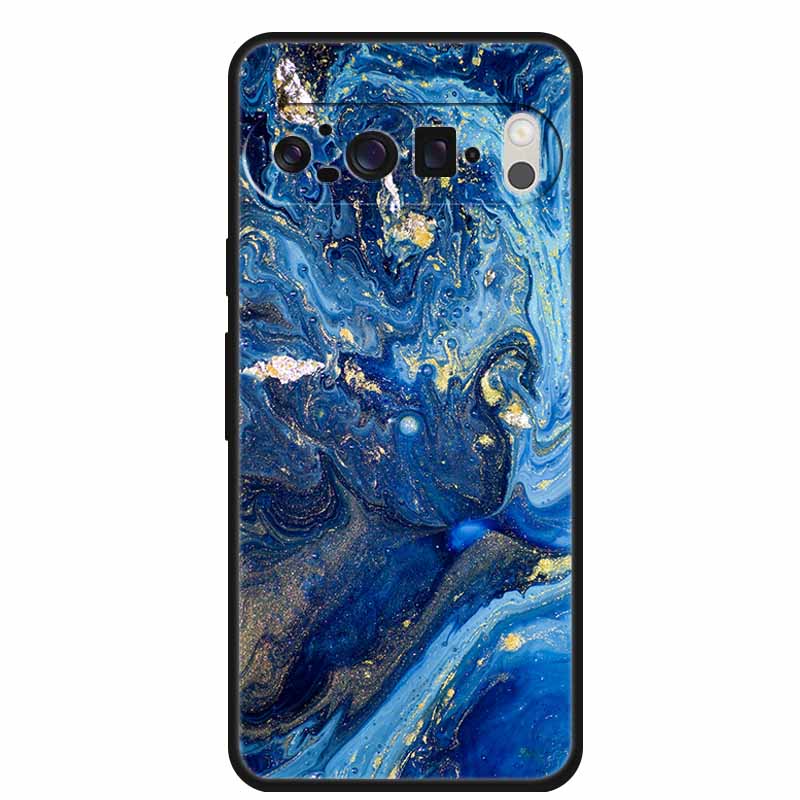 For Google Pixel 9 Pro XL Cellphone Case Luxury Protector Soft Silicone Cover for Google Pixel 9Pro XL Marble Soft Black Funda
