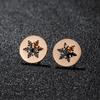 2025 Winter Stainless Steel Snowflake Stud Earrings - Geometric Round Luxury Jewelry