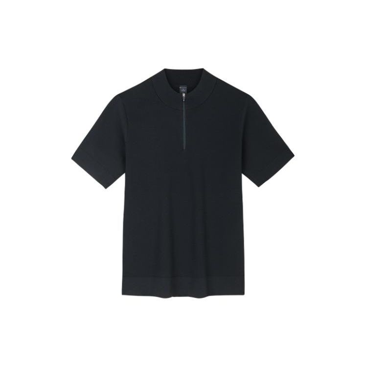 

Anta Champion All-Weather Series Solid Color Half-Zip Round Neck Pullover Short Sleeve Regular T-Shirt Women Tops Black 162420703-2 S