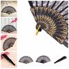 Black Spanish Style Dance Party Wedding Lace Silk Folding Hand Held Flower Fan