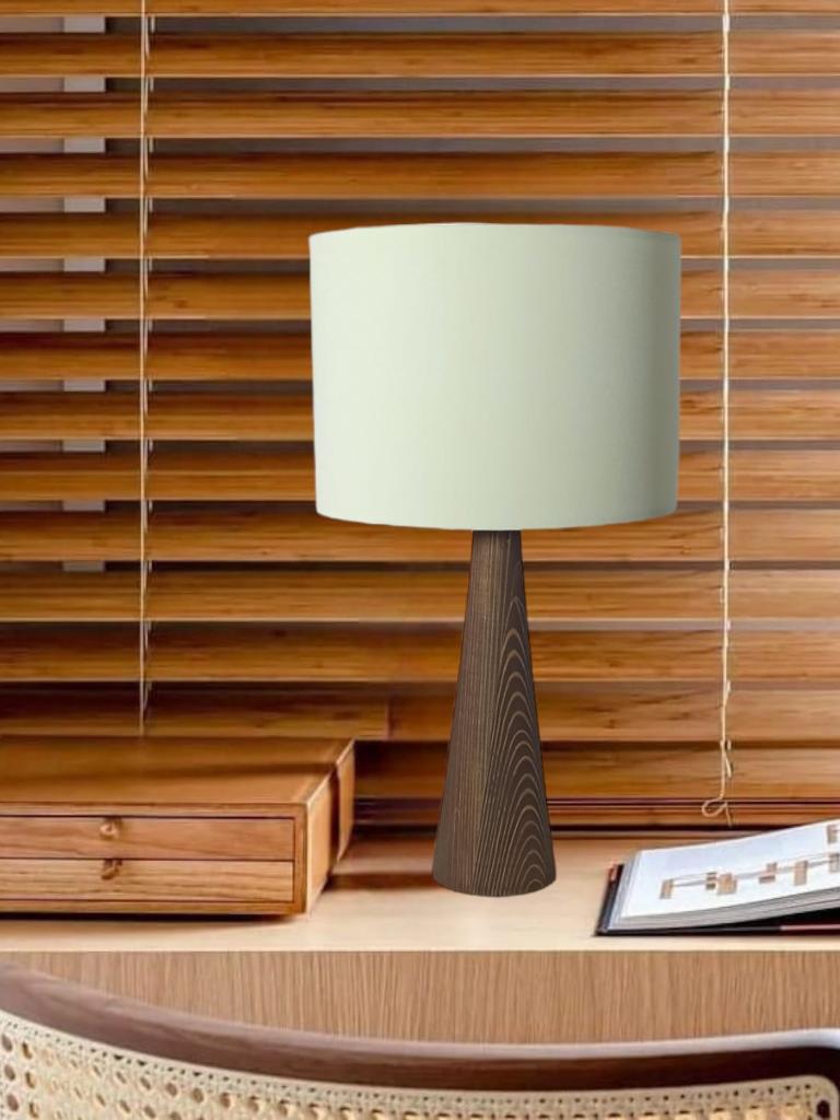 

Wooden Conical Body Design Lampshade Fabric Headboard Cream