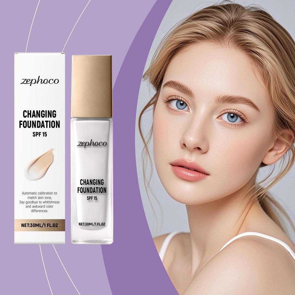Zephoco Warm-Tone Hydrating Liquid Foundation: Lightweight, Natural Fit, Color Correcting, Concealing Makeup.