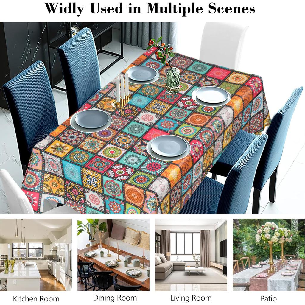 Mandala Bohemia Style Tablecloth Boho Birthday Party Decoration Kitchen Dining Table Colorful Table Cover Baby Shower Supplies