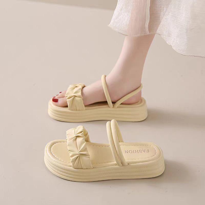 Two sandals women's new summer thick-soled sandals one-word slippers