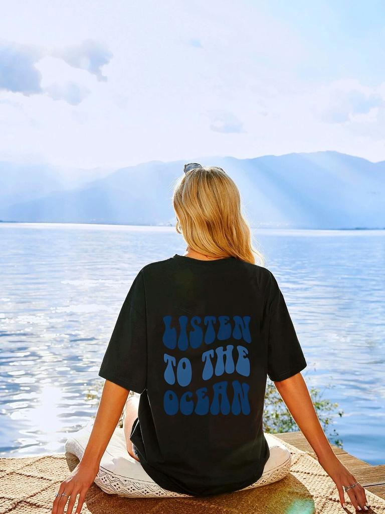 Harajuku Letter Printed T-shirt for Women Summer Short Sleeve Tee Clothes Cotton Vintage Tops Unisex Fashion Hip Hop Loose T shirts