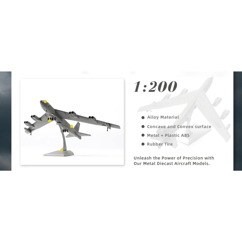 Repülőgép Modellek B-52 B-52H 1/200 Méretarányú Amerikai Hadsereg B52 Stratégiai Bombázóvadász Felnőtt Gyermek Repülőgép Játékok Kiállításhoz
