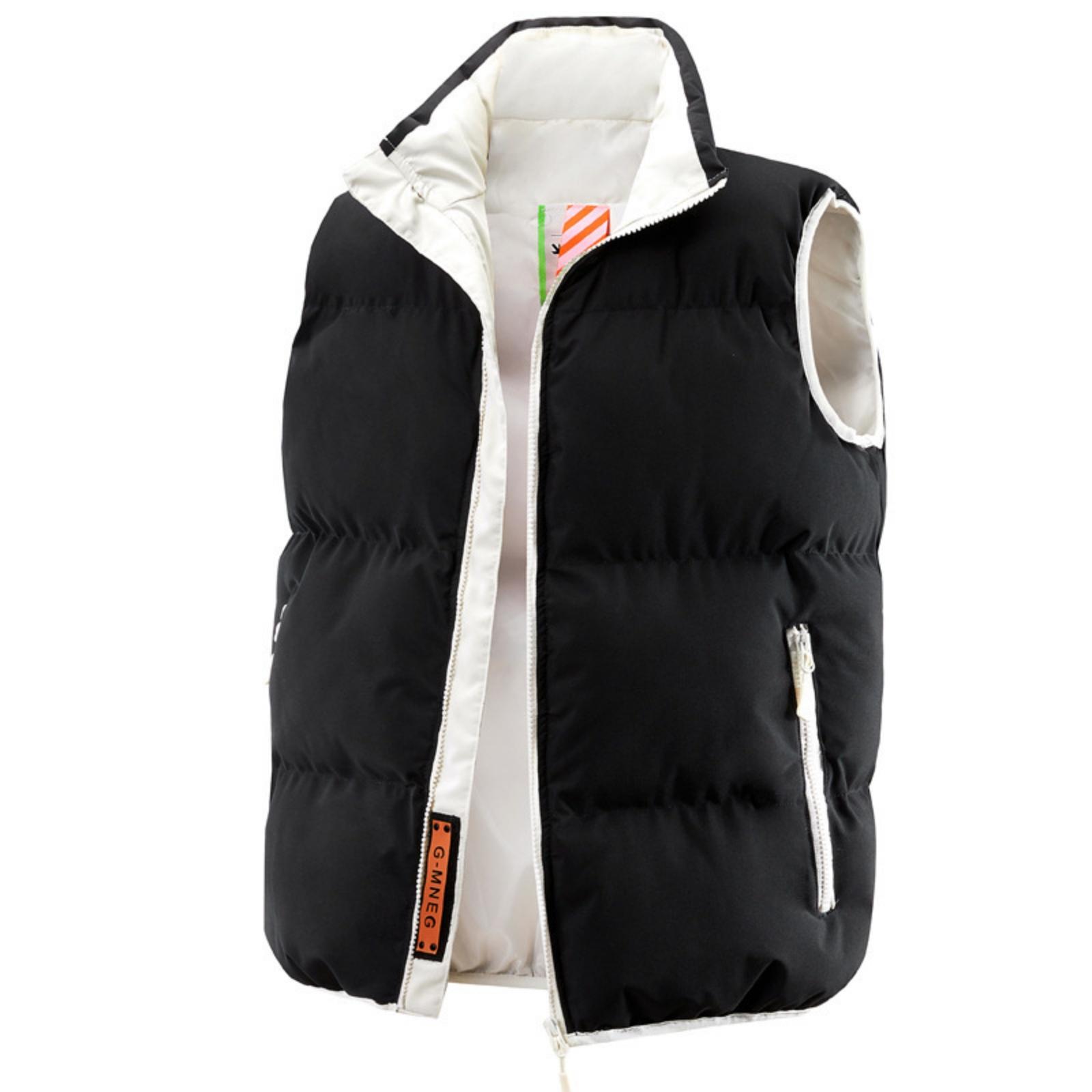 

Мужской и женский повседневный модный жилет с цветными блоками, ветрозащитный, теплый, легкий жилет со стоячим воротником XXL