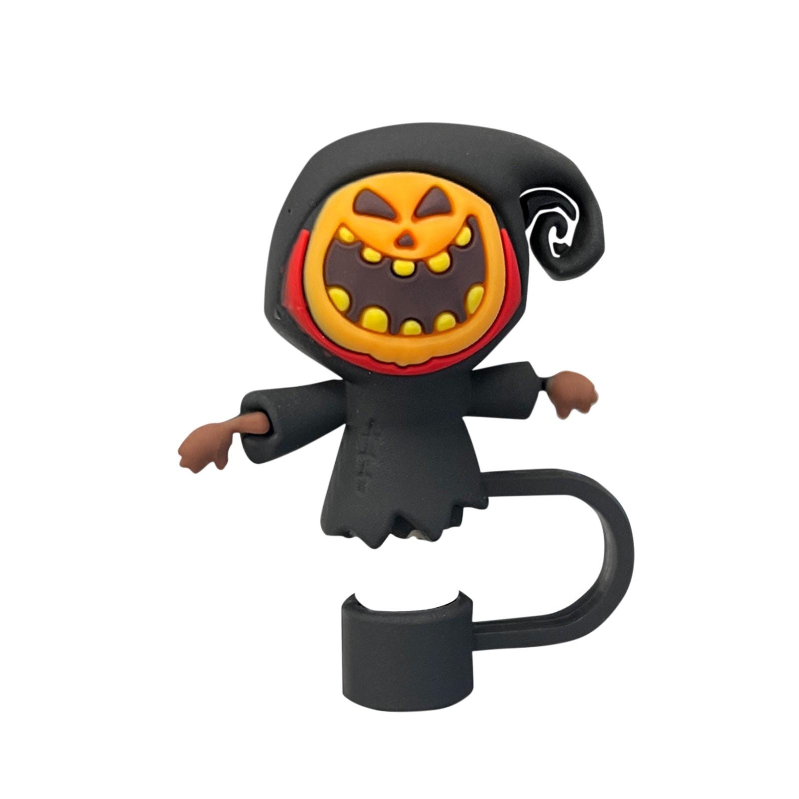 

10 мм 3D чехол для соломинки на Хэллоуин, мультяшный милый колпачок для соломинки, экологически чистый чехол для соломинки из ПВХ, пыленепроницаемый, многоразовый, крышки для соломинок One Size