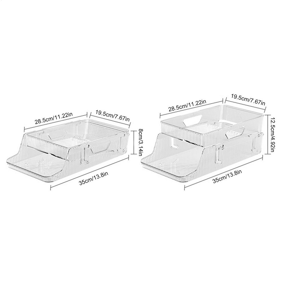 Refrigerator Organizer Bins 2-layer Automatic Rolling Beverage Soda Can Storage Box for Fridge Beverage Organizer for Beer Soda