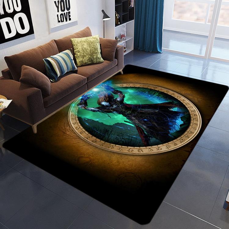 Flame 3D Printed Living Room Carpet, Crystal Velvet Bedroom Floor Mat
