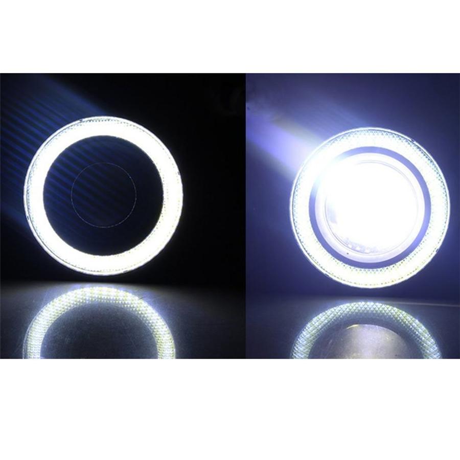 Universal Pair 3.5" COB LED Fog Light Projector  White Angel Eyes Halo Ring DRL