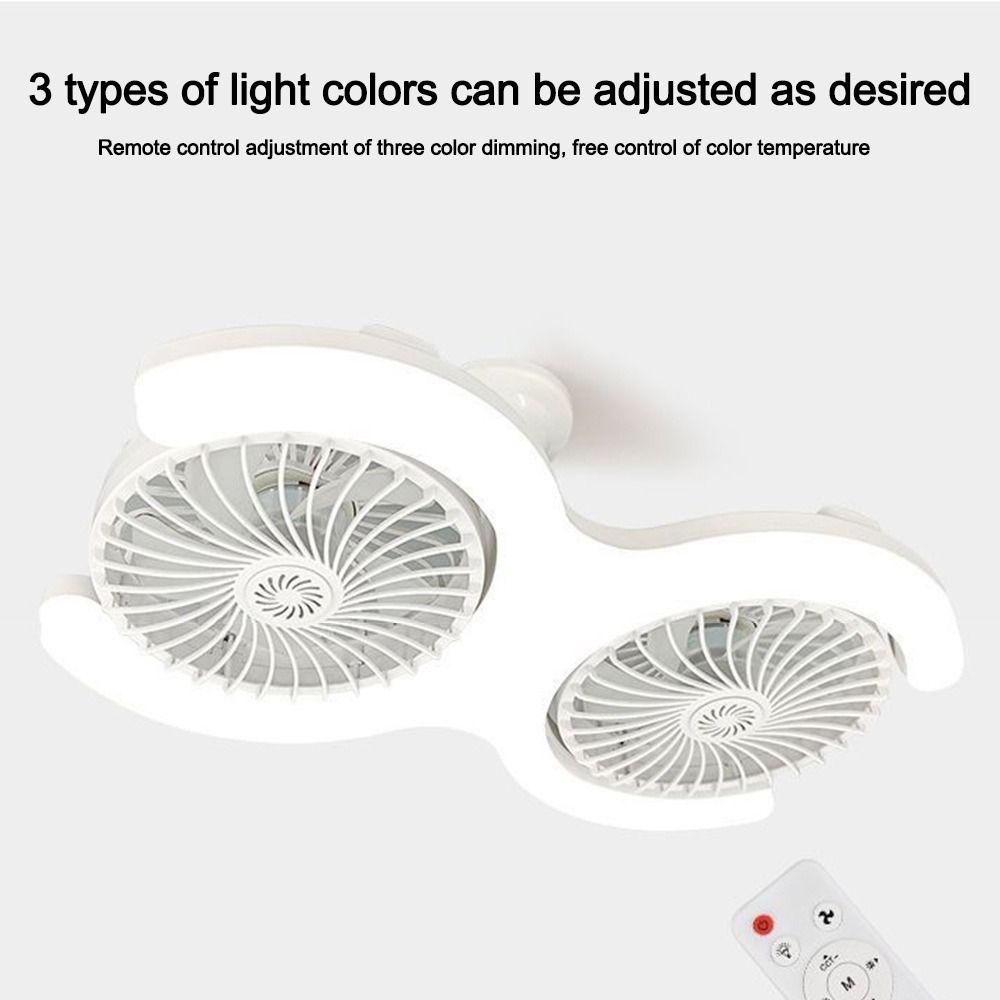 Remote Control Ceiling Fan Light Adjustable Angle Double Head Fan Light LED Fan Light Kitchen