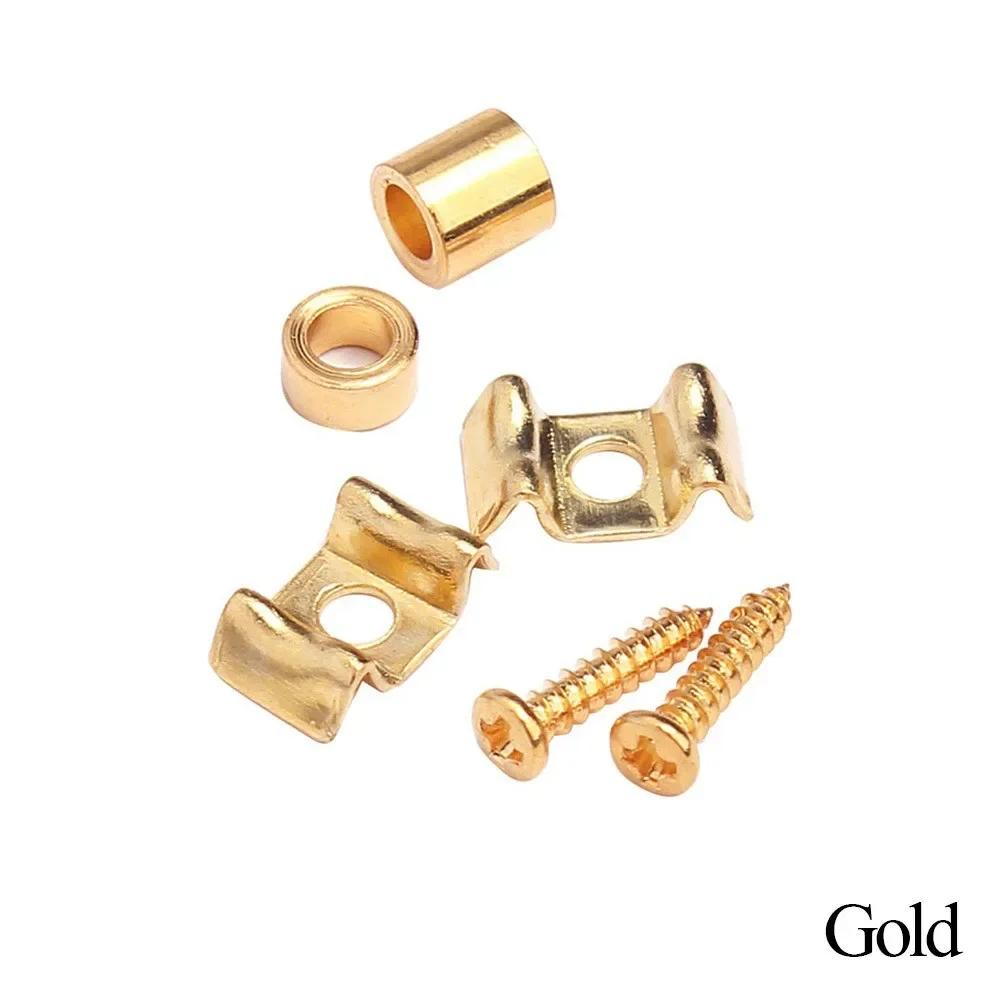 1 Pair Electric Guitar String Trees Retainers with Screws, String Guides for Fender ST SQ Series, Gold/Black/Chrome