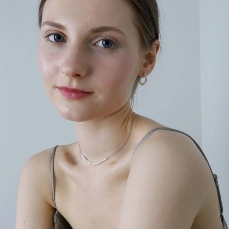 Ozel Silver925 CZ Rings with Natural Water Pearl Hoop Earrings PS157E