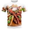 Divertente T-shirt Stampata 3D con Cibo Salsiccia Uomo e Donna Casual Girocollo Manica Corta Harajuku Extra Large 6 Top