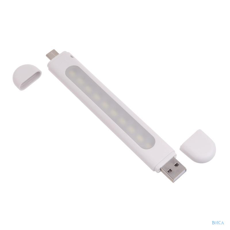 B0KA Portable USB Powered LED Lamp Small USB Night Light Support Micro USB/ TypeC for Camping and Travel