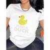 European Sizes Women'S Black "Mama Duck" Graphic T-Shirt - Cute Yellow Duck Design Comfortable Fit for Casual Wear