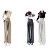 European Cotton Velvet Wide-Leg High-Waisted Women's Corduroy Pants for Autumn/Winter - Drapey, Casual, Floor-Length.