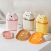 Portable Soap Box with Drainage Cute Bear Shape Leakproof Travel Soap Holder for Camping Travel Lightweight Platic