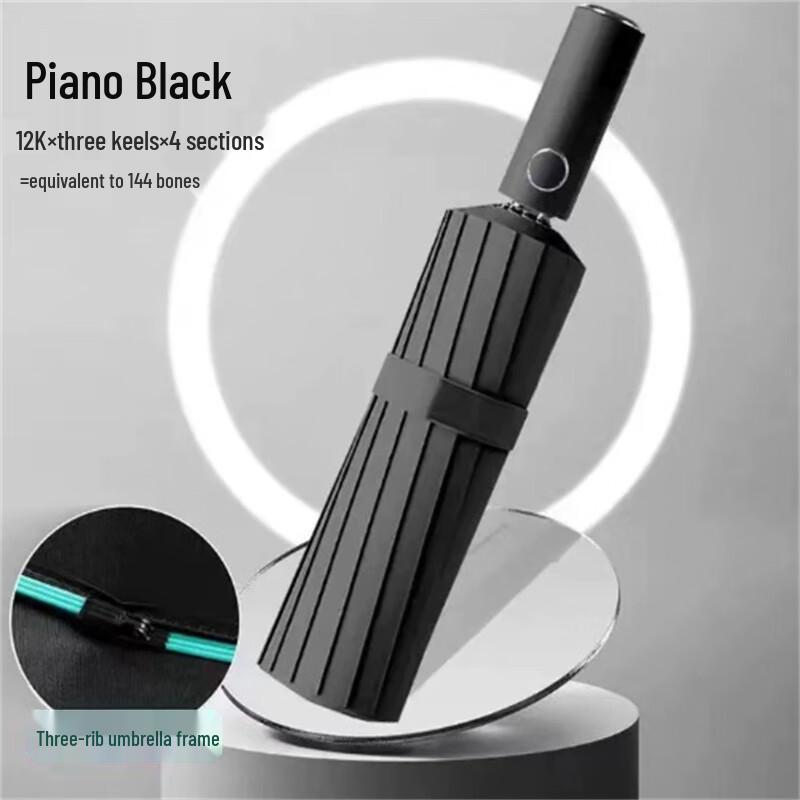 Automatic Folding All-Weather Umbrella, Piano Black (10-Pack)