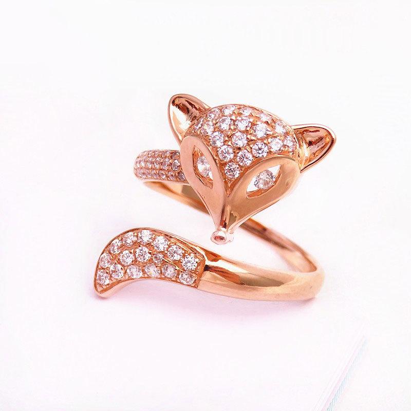 Фиолетовое Золотое Кольцо-Лиса Тренд Цвет Позолоченное Розовое Золото Открытое Кольцо Роскошь