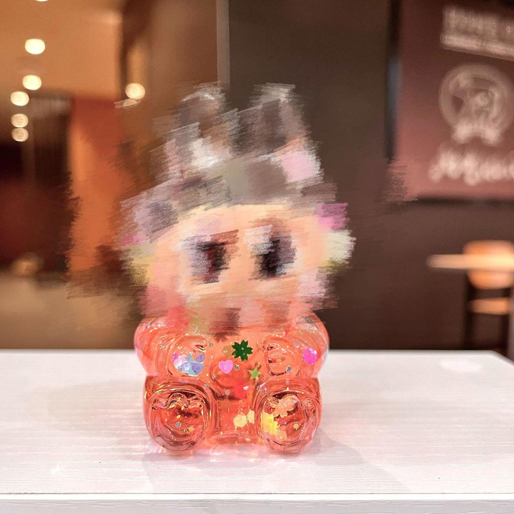 Kurutulmuş Çiçekler, Yanıp Sönen Renkli Boncuklar ve Yağ Şişesi ile Mengmeng Tavşan Hareketli Kum Süsleri - Sevimli Tahıl Aksesuarları ve Douyin'de Trend Oyuncaklar.